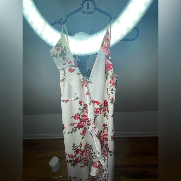 Vici Dolls 
Event Buzz Satin Floral Ruffle Maxi Dress
Ivory - Picture 6 of 6